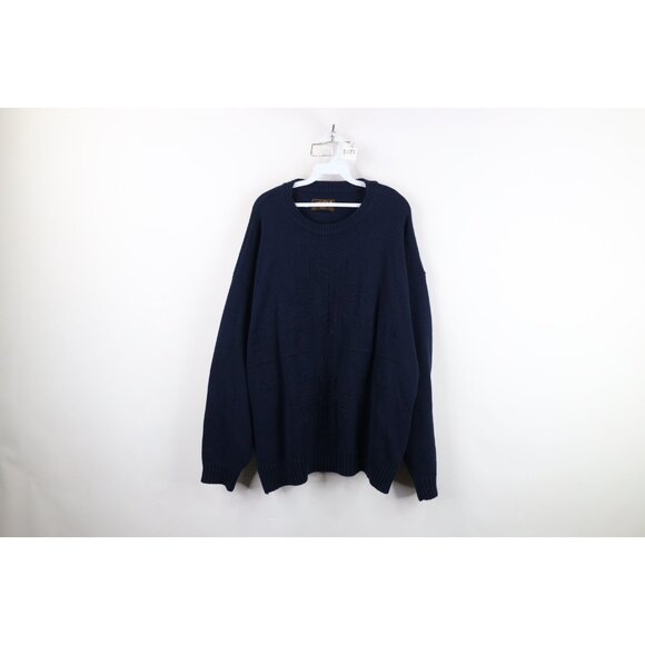 Vintage 90s Eddie Bauer Mens xL Faded Heavyweight Snowflake Knit Sweater Cotton - Picture 1 of 14